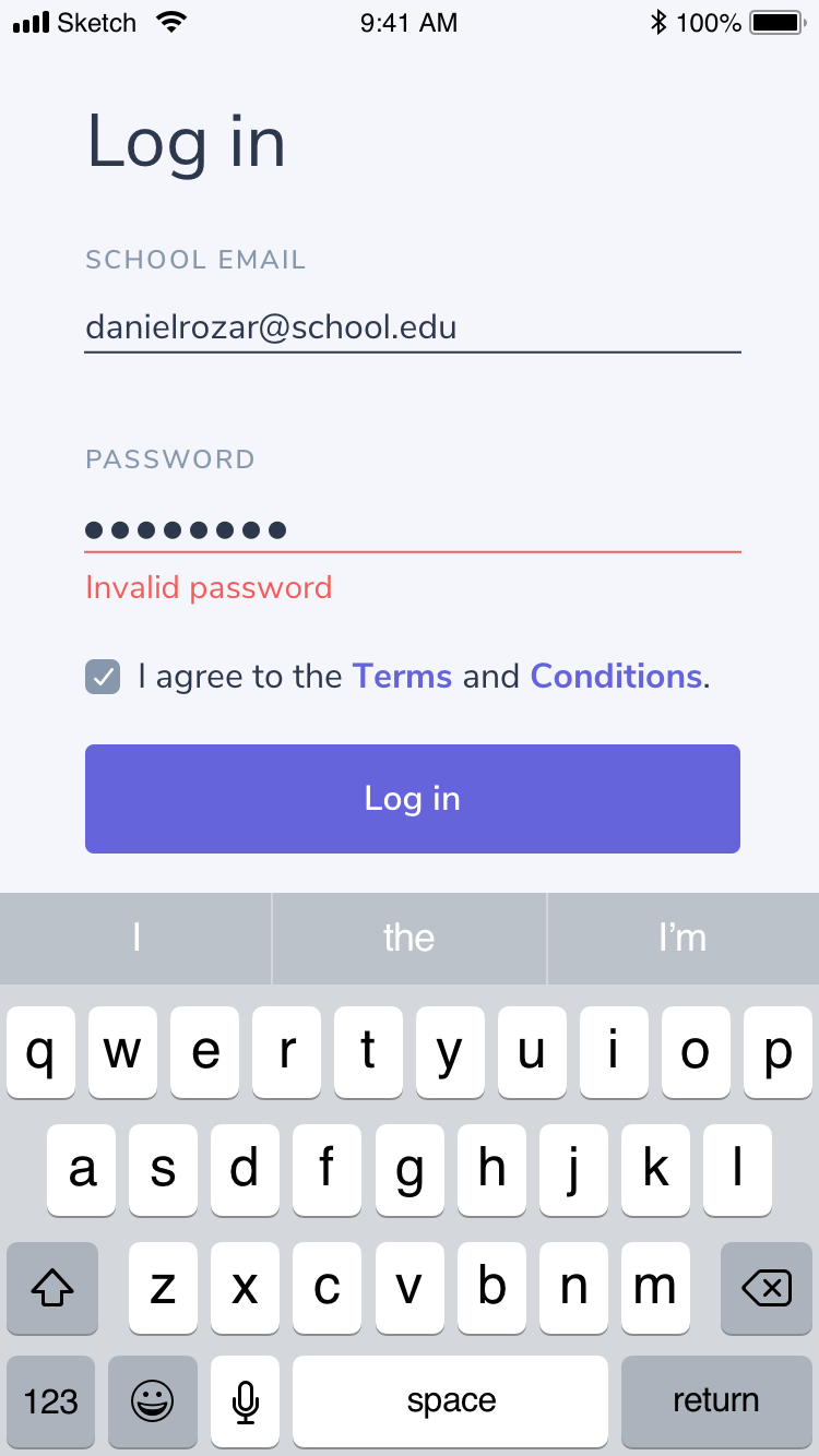 Invalid password state
